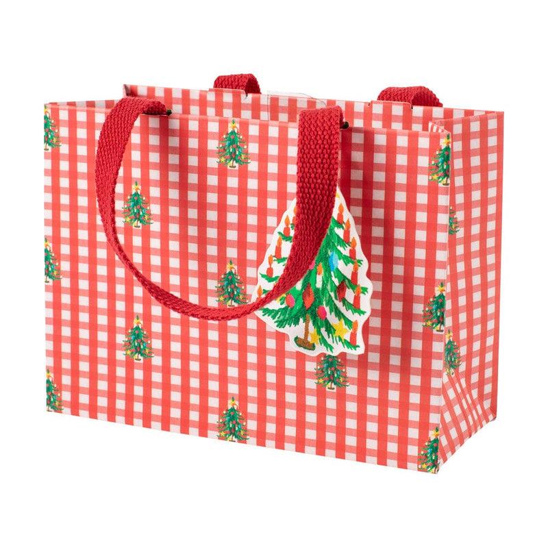 caspari Christmas Tree Gingham Small Gift Bag - 1 Each