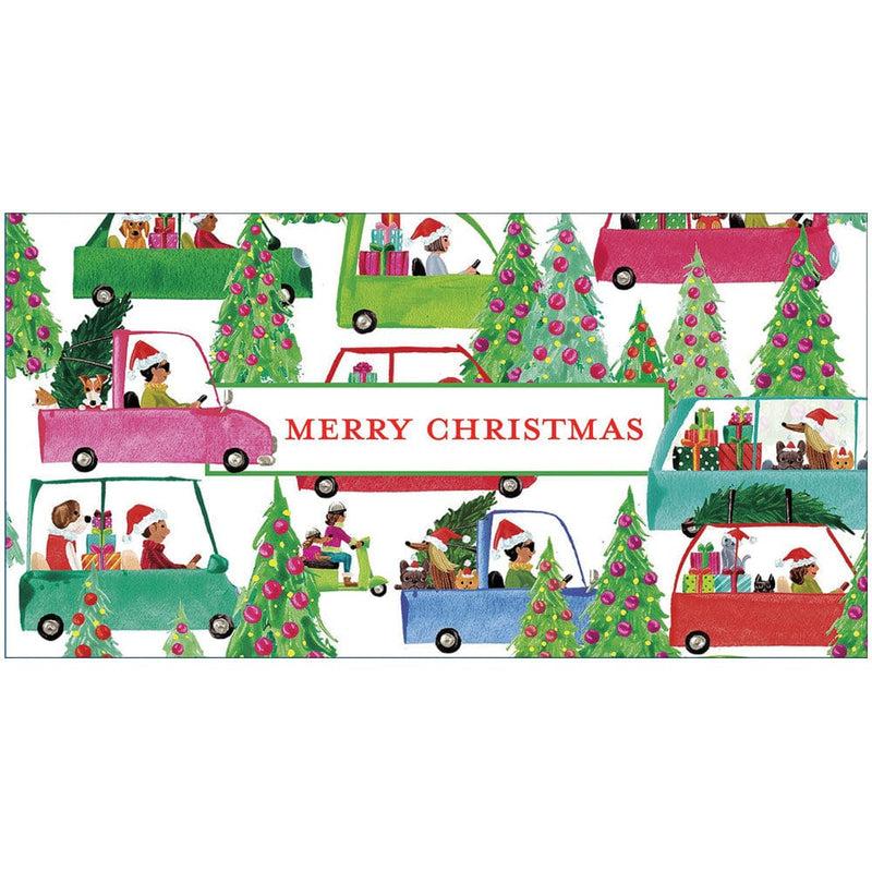 caspari Christmas Tree Shopping Greeting Cards - 4 Per Package