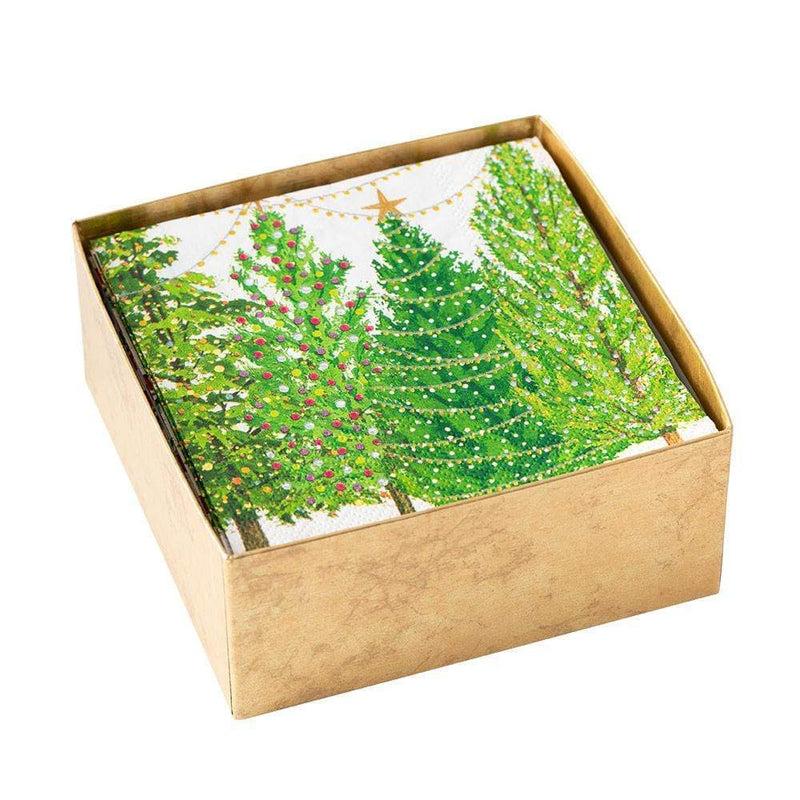 caspari Christmas Tree with Lights Boxed Paper Cocktail Napkins - 40 Per Box