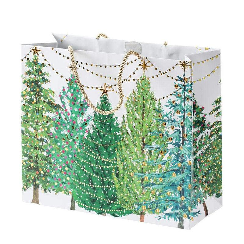 caspari Christmas Trees with Lights Large Gift Bag - 4 Each