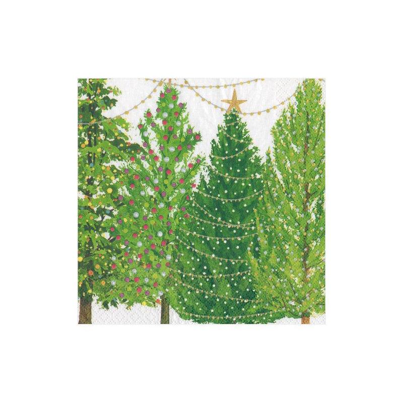 caspari Christmas Trees with Lights Paper Cocktail Napkins - 20 Per Package