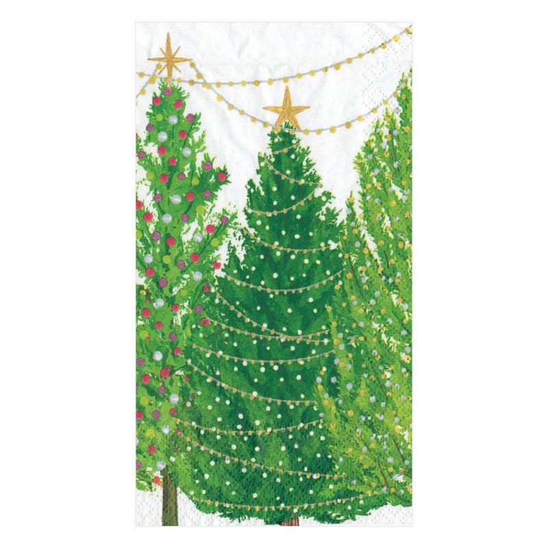 caspari Christmas Trees with Lights Paper Guest Towel Napkins - 15 Per Package