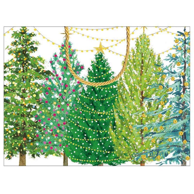 Caspari Christmas Trees With Lights Small Gift Bag - 1 Each