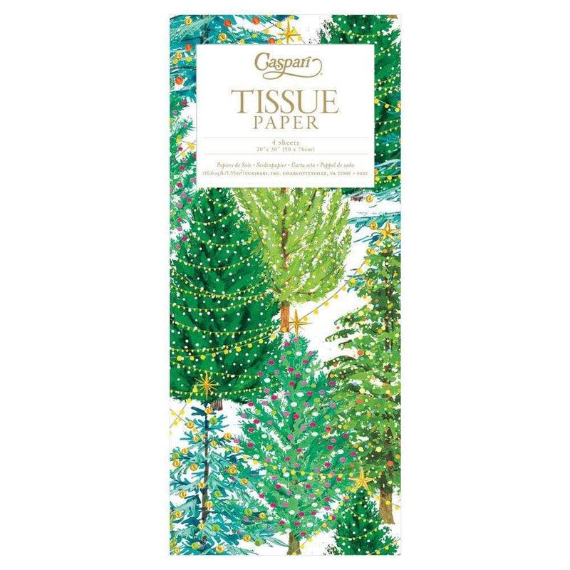 caspari Christmas Trees with Lights Tissue Paper - 4 Sheets Included