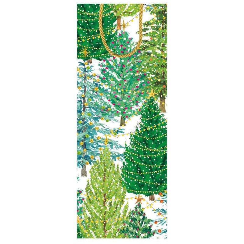 Caspari Christmas Trees With Lights Wine & Bottle Gift Bag - 1 Each