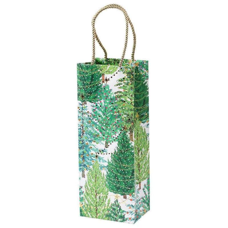 caspari Christmas Trees with Lights Wine & Bottle Gift Bag - 6 Each