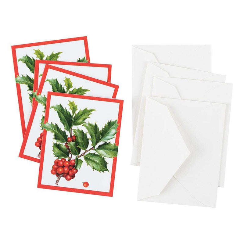 Caspari Christmas Trimmings Gift Enclosure Cards - 4 Mini Cards & 4 Envelopes