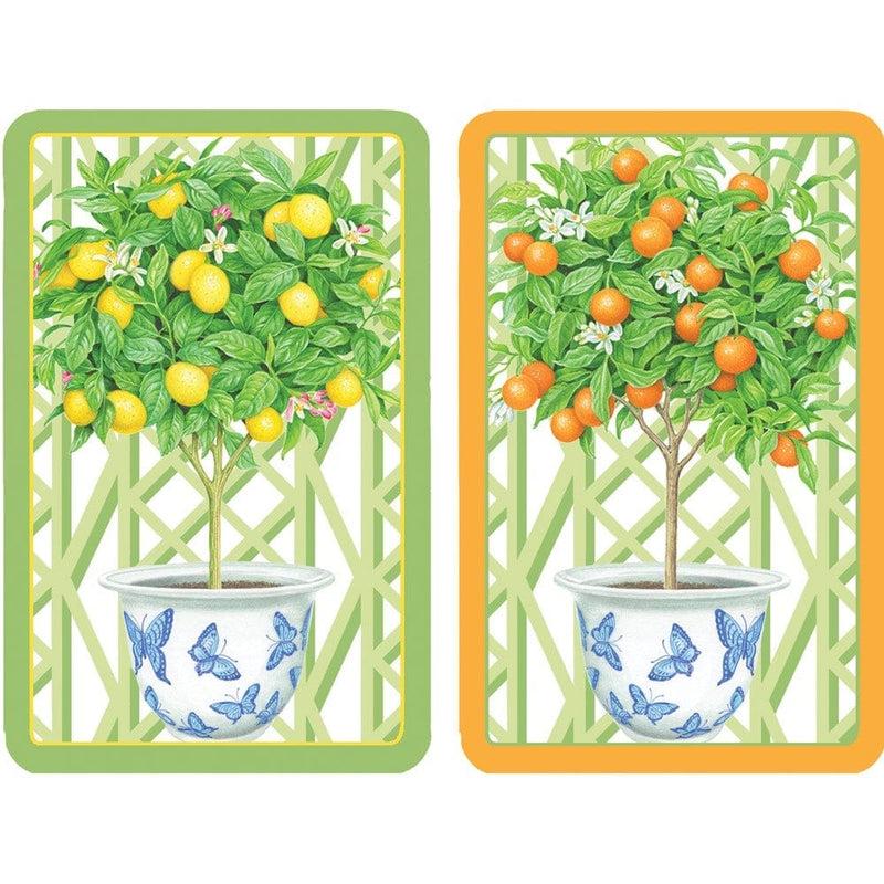 caspari Citrus Topiaries Playing Cards - 2 Decks Included