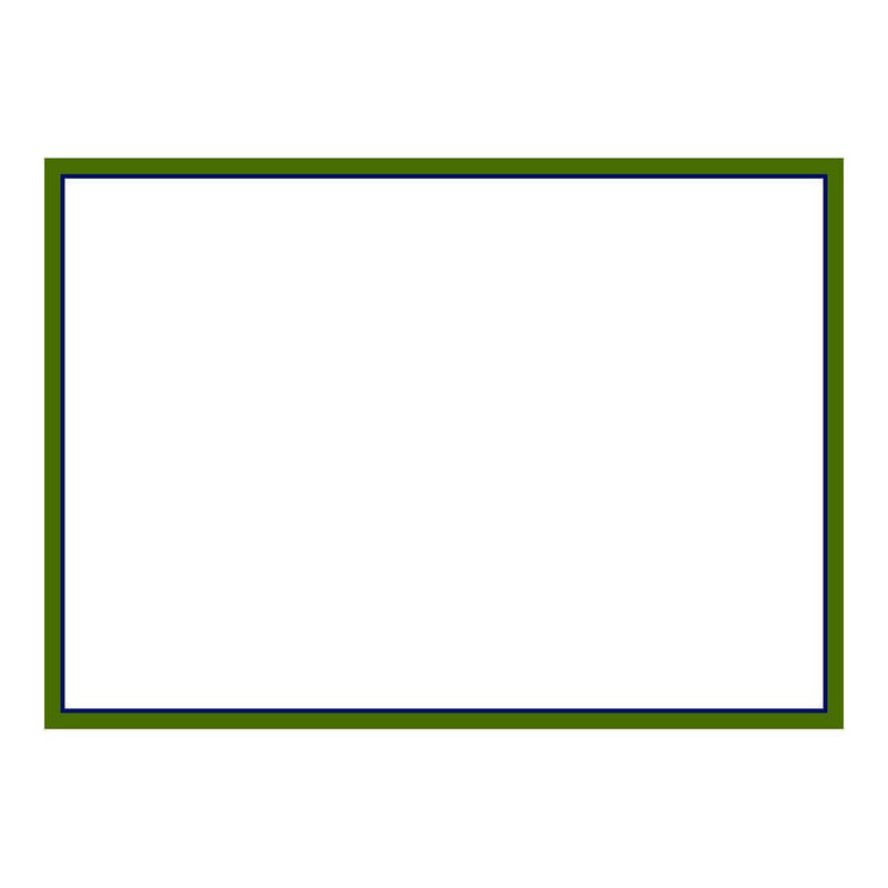 caspari Classic 2 Tone Border Hunter Green & Navy Correspondence Cards - 12 Per Package