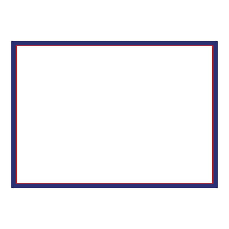 caspari Classic 2 Tone Border Navy & Red Correspondence Cards - 12 Per Package