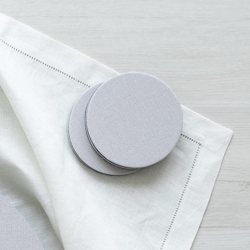 Caspari Classic Canvas Felt-Backed Coasters In Linen - 8 Per Box