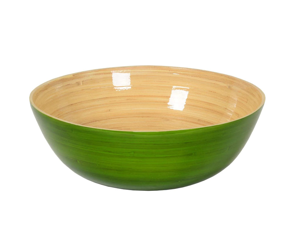 caspari Classic Lacquered Bamboo Bowl in Grass Green - 1 Each