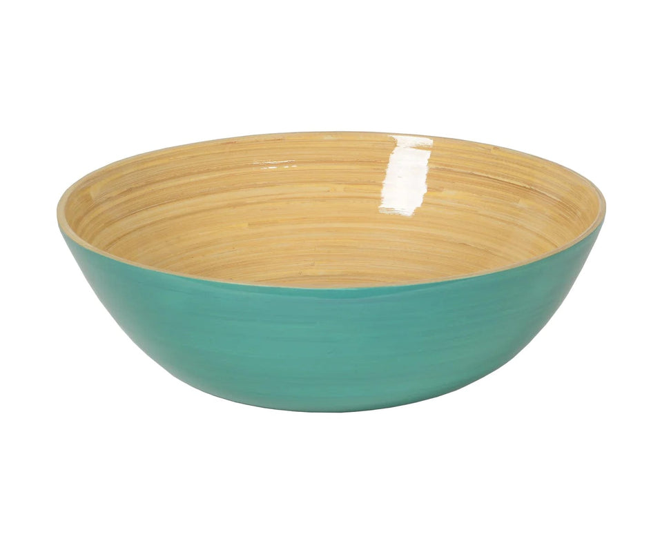caspari Classic Lacquered Bamboo Bowl in Light Blue - 1 Each