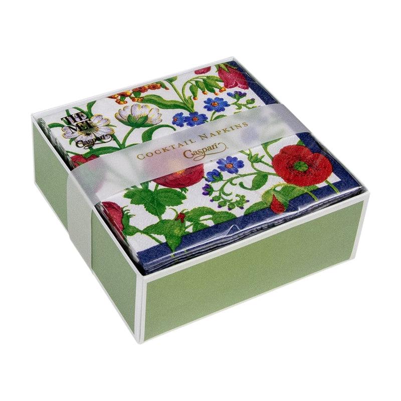 Caspari Cloisters Garden Boxed Cocktail Napkins In White - 40 Per Box