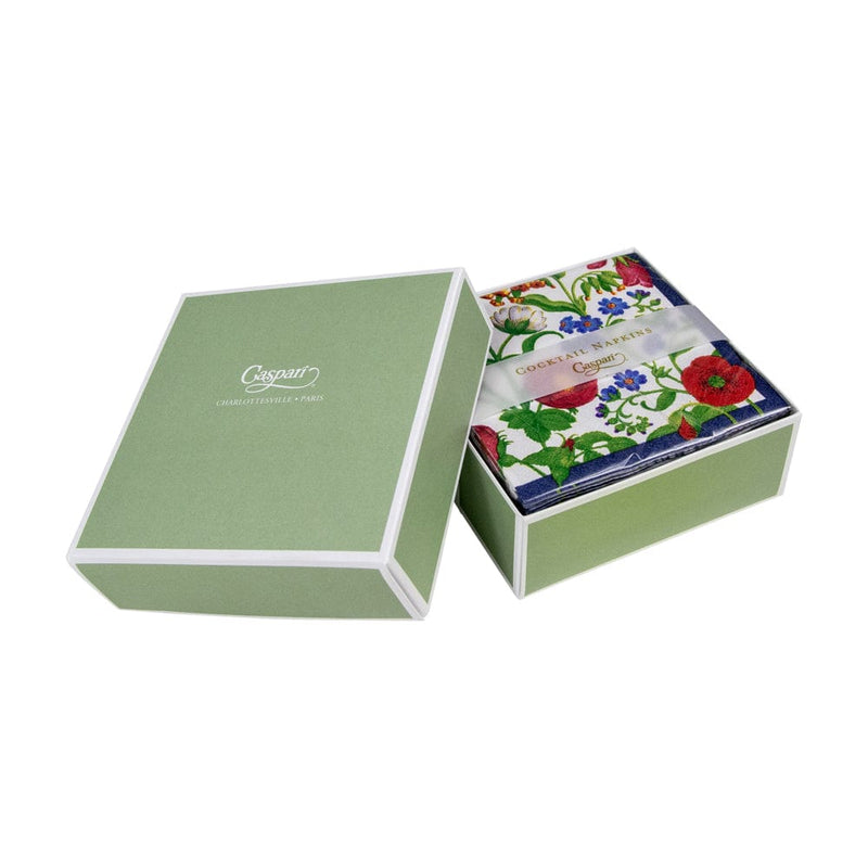 Caspari Cloisters Garden Boxed Cocktail Napkins In White - 40 Per Box