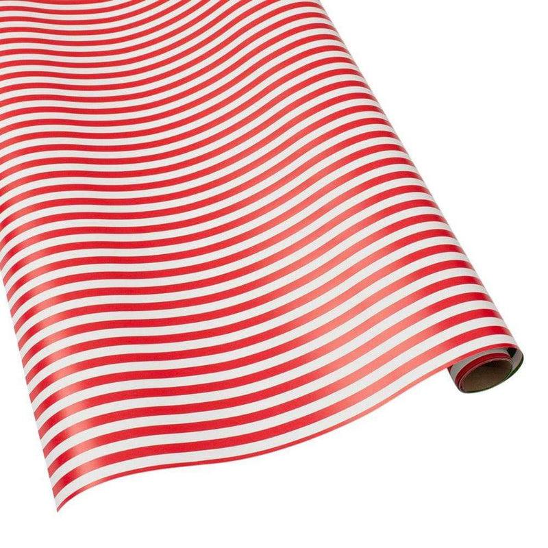 caspari Club Stripe Reversible Gift Wrapping Paper in Red & Green - 30" x 8' Roll