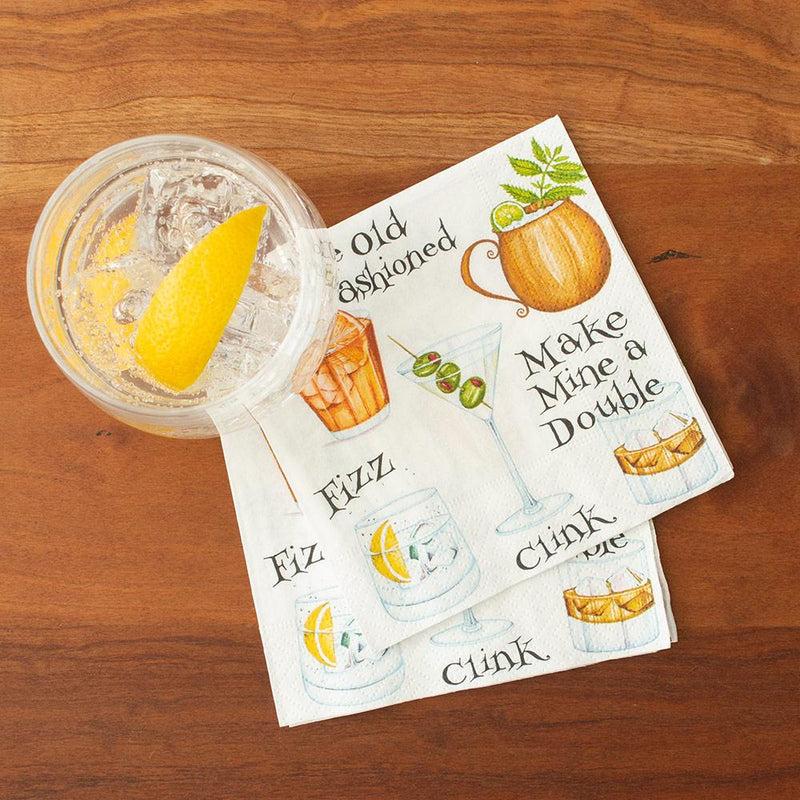Caspari Cocktail Hour Paper Cocktail Napkins - 20 Per Package