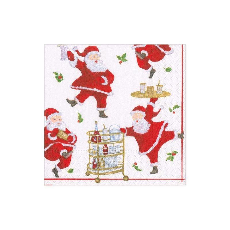 Caspari Cocktails With Santas Boxed Paper Cocktail Napkins - 40 Per Box