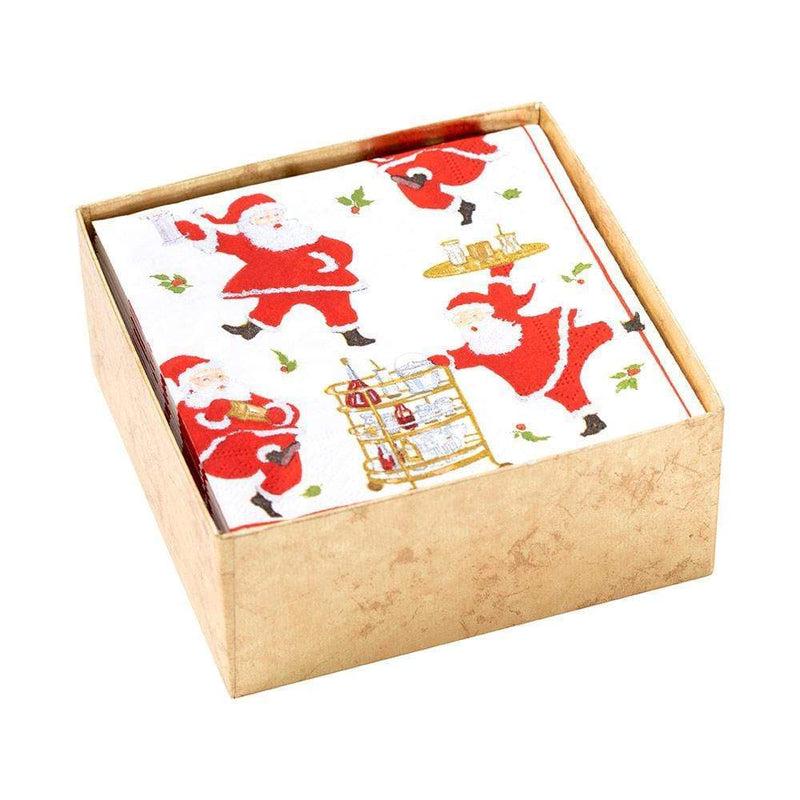 caspari Cocktails with Santas Boxed Paper Cocktail Napkins - 40 Per Box