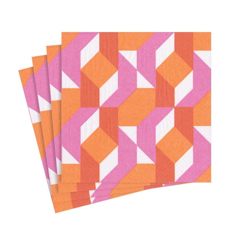 Caspari Color Theory Paper Luncheon Napkins In Fuchsia - 20 Per Package