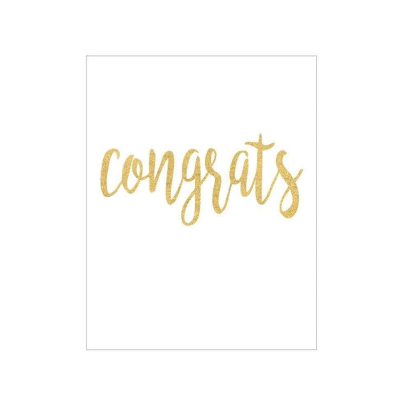 Caspari Congrats Script Gift Enclosure Cards In Gold Foil - 4 Mini Cards & 4 Envelopes