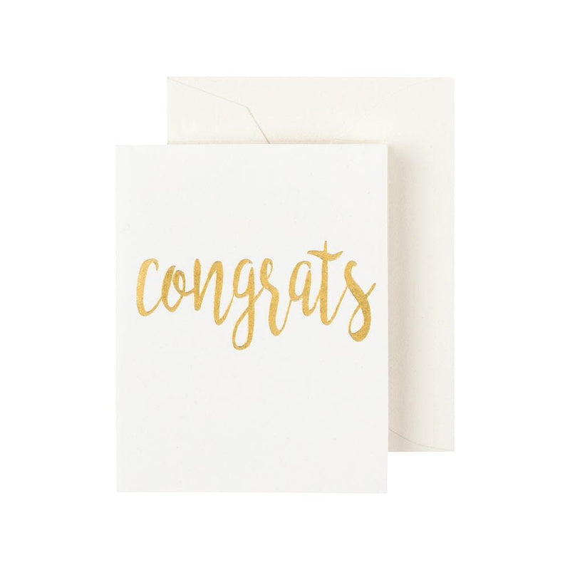 caspari Congrats Script Gift Enclosure Cards in Gold Foil - 4 Mini Cards & 4 Envelopes