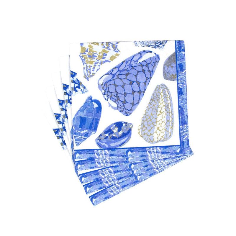 Caspari Coquillage Blue Luncheon Napkins - 20 Per Package