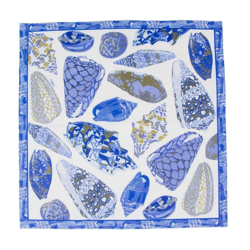 Caspari Coquillage Blue Luncheon Napkins - 20 Per Package