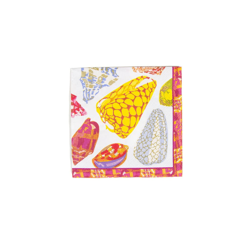 Caspari Coquillage Purple Boxed Cocktail Napkins - 40 Per Box