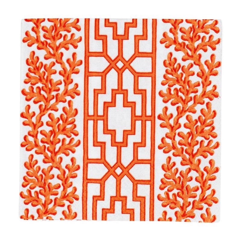 caspari Coral And Trellis Coral Boxed Cocktail Napkins - 40 Per Box