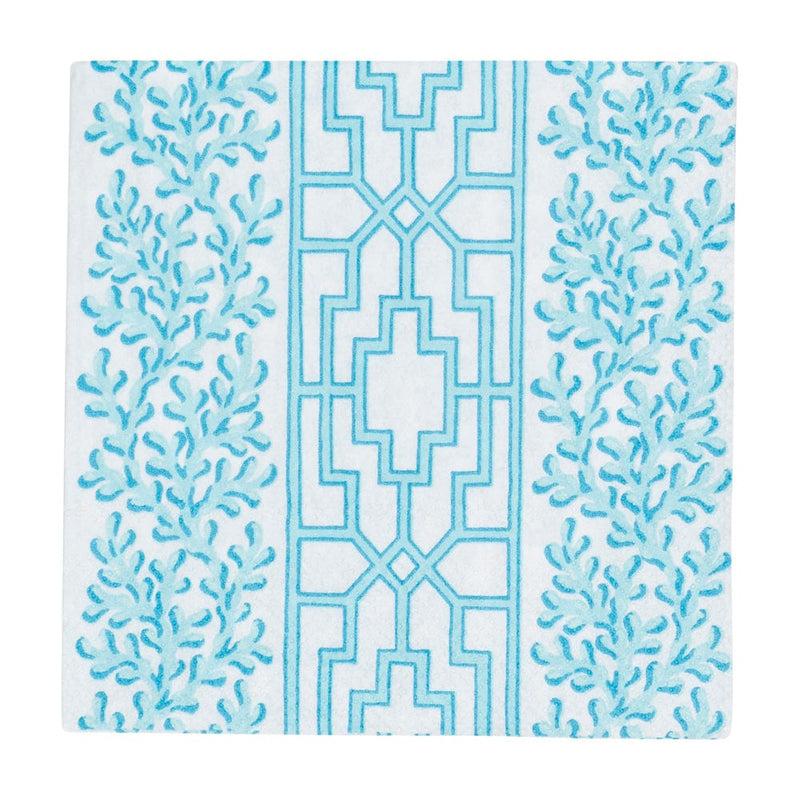 caspari Coral And Trellis Robin's Egg Cocktail Napkins - 20 Per Package