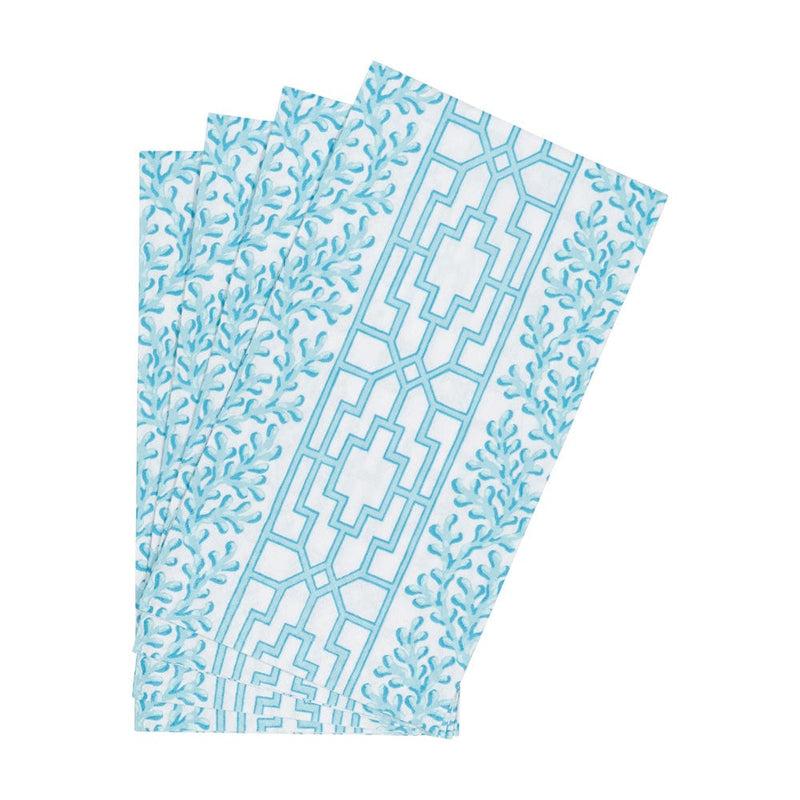 Caspari Coral And Trellis Robin's Egg Guest Towel Napkins - 15 Per Package