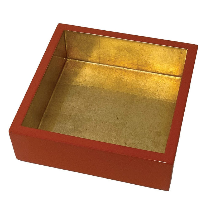 Caspari Coral With Gold Lacquer Cocktail Napkin Holder