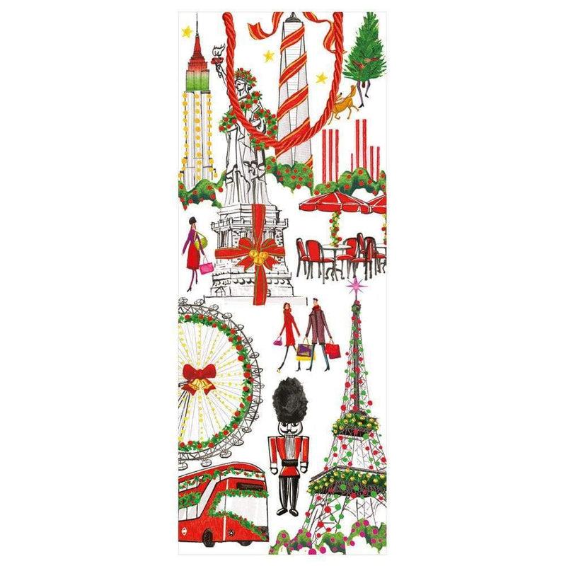 Caspari Cosmopolitan Christmas Wine & Bottle Gift Bag - 1 Each