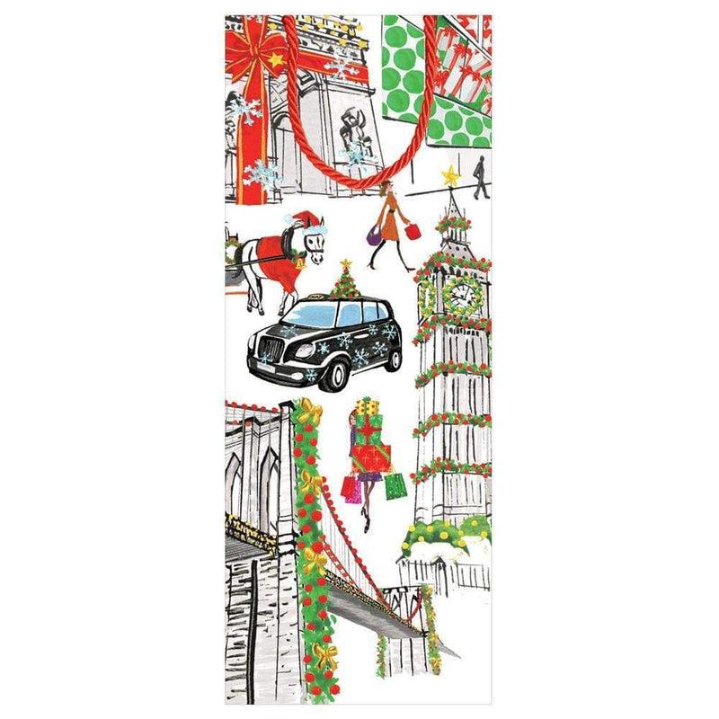 Caspari Cosmopolitan Christmas Wine & Bottle Gift Bag - 1 Each