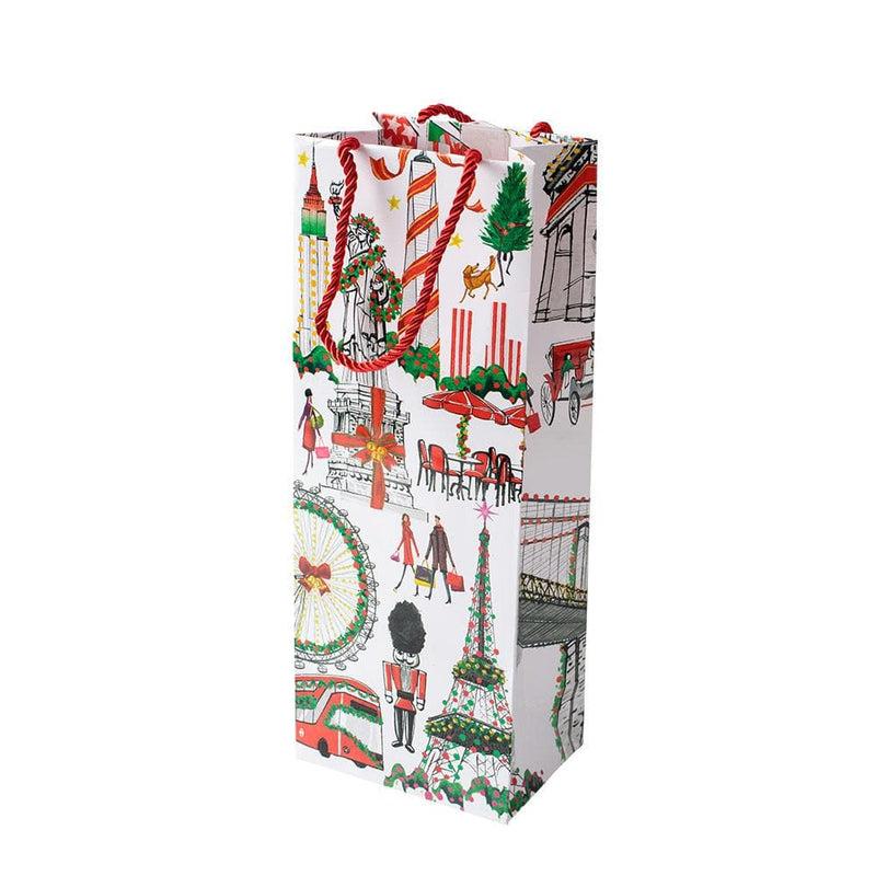 caspari Cosmopolitan Christmas Wine & Bottle Gift Bag - 1 Each