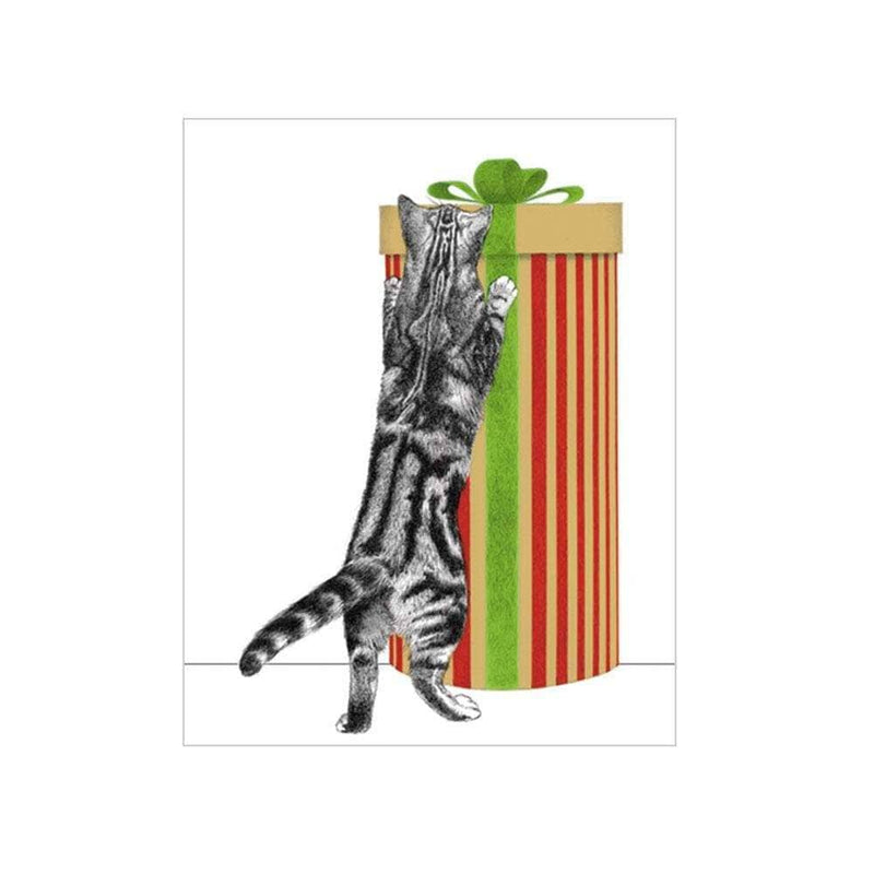 Caspari Curious Christmas Cats Gift Enclosure Cards - 4 Mini Cards & 4 Envelopes