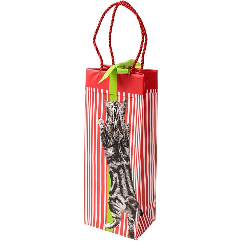 caspari Curious Christmas Cats Wine & Bottle Gift Bag - 1 Each