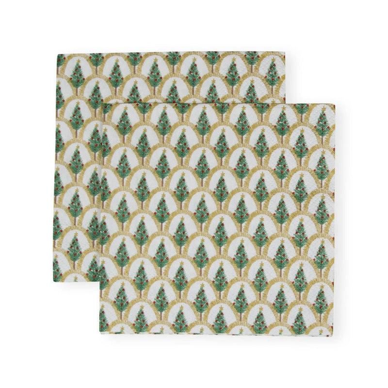 Caspari Deco Christmas Gold Cocktail Napkins - 20 Per Package