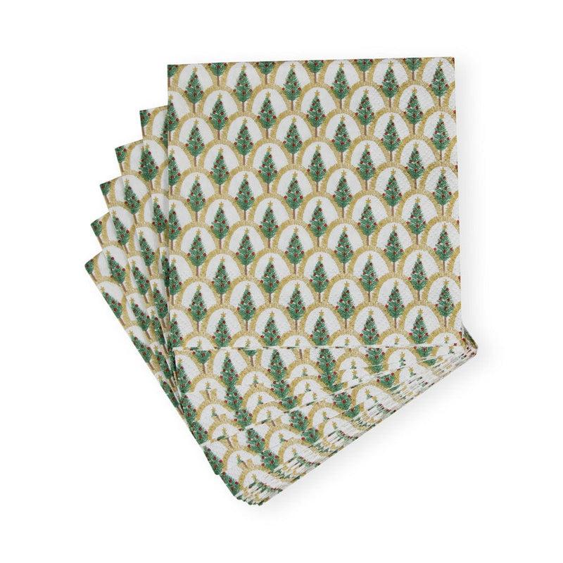Caspari Deco Christmas Gold Cocktail Napkins - 20 Per Package