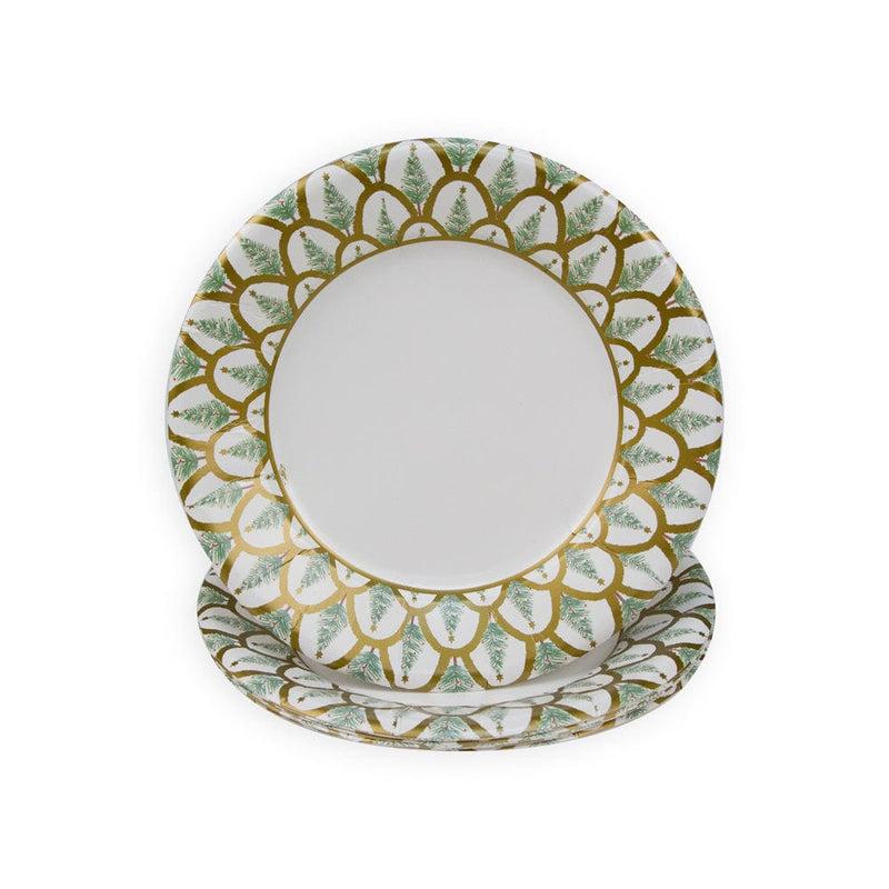 Caspari Deco Christmas Gold Salad & Dessert Plates - 8 Per Package