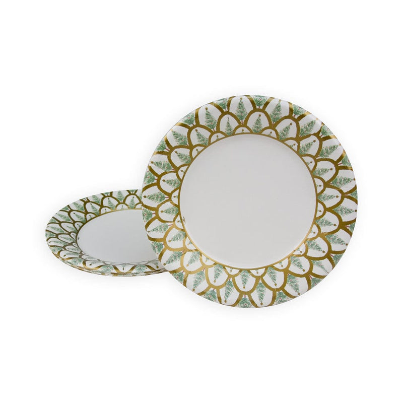 Caspari Deco Christmas Gold Salad & Dessert Plates - 8 Per Package