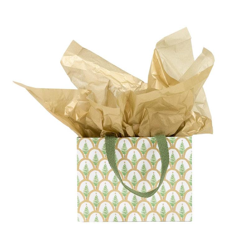 Caspari Deco Christmas Gold Small Square Gift Bag - 1 Each