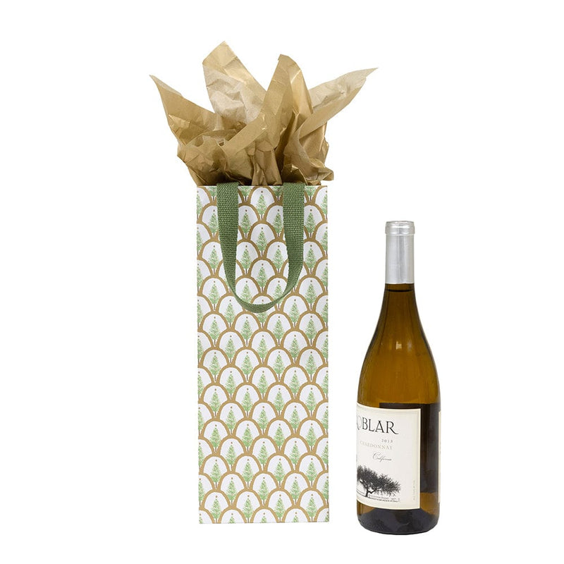 Caspari Deco Christmas Gold Wine & Bottle Gift Bag - 1 Each
