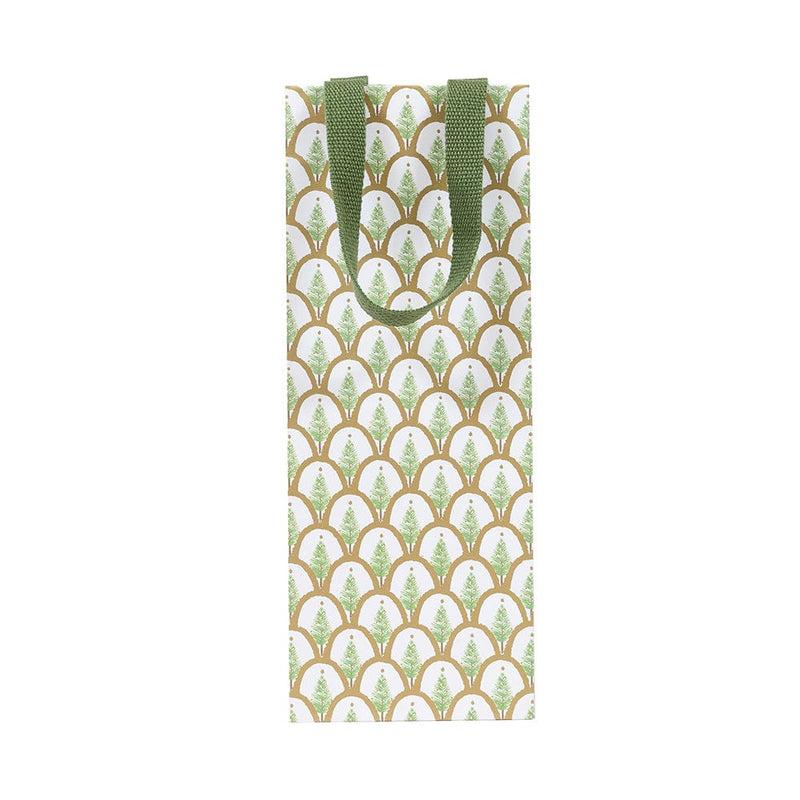 Caspari Deco Christmas Gold Wine & Bottle Gift Bag - 1 Each