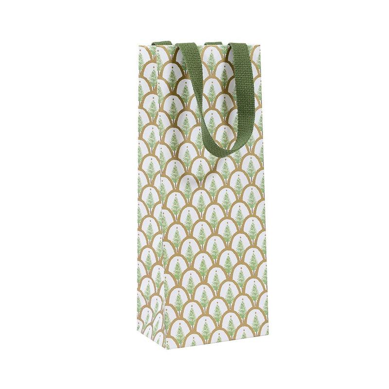 caspari Deco Christmas Gold Wine & Bottle Gift Bag - 1 Each