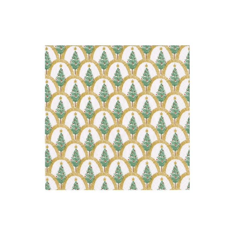 Caspari Deco Christmas Green Boxed Cocktail Napkins - 40 Per Box