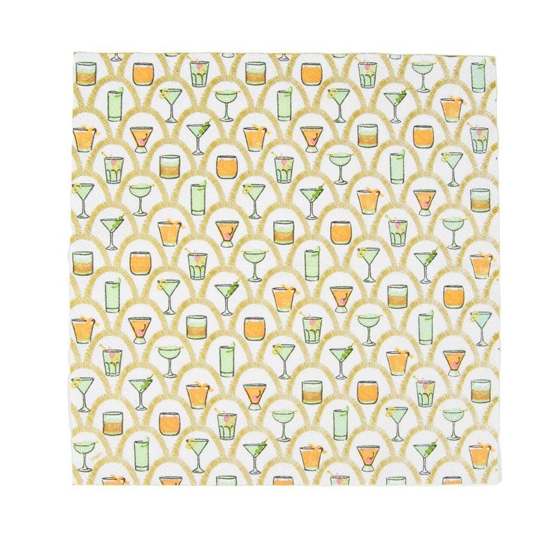 Caspari Deco Cocktails Cocktail Napkins - 20 Per Package