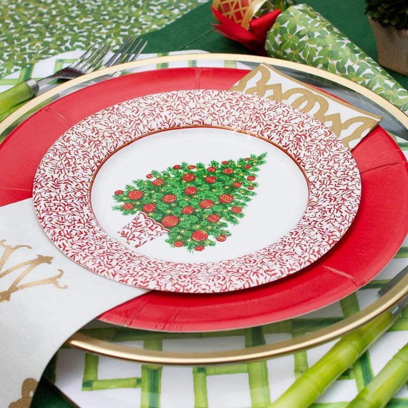 Caspari Decorated Tree Paper Salad & Dessert Plates - 8 Per Package