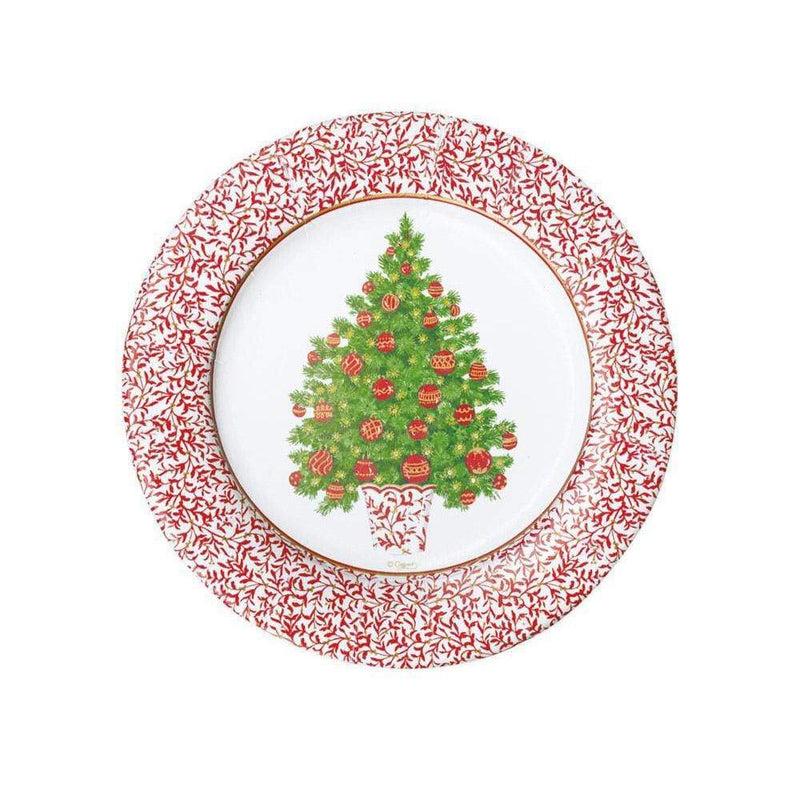 caspari Decorated Tree Paper Salad & Dessert Plates - 8 Per Package